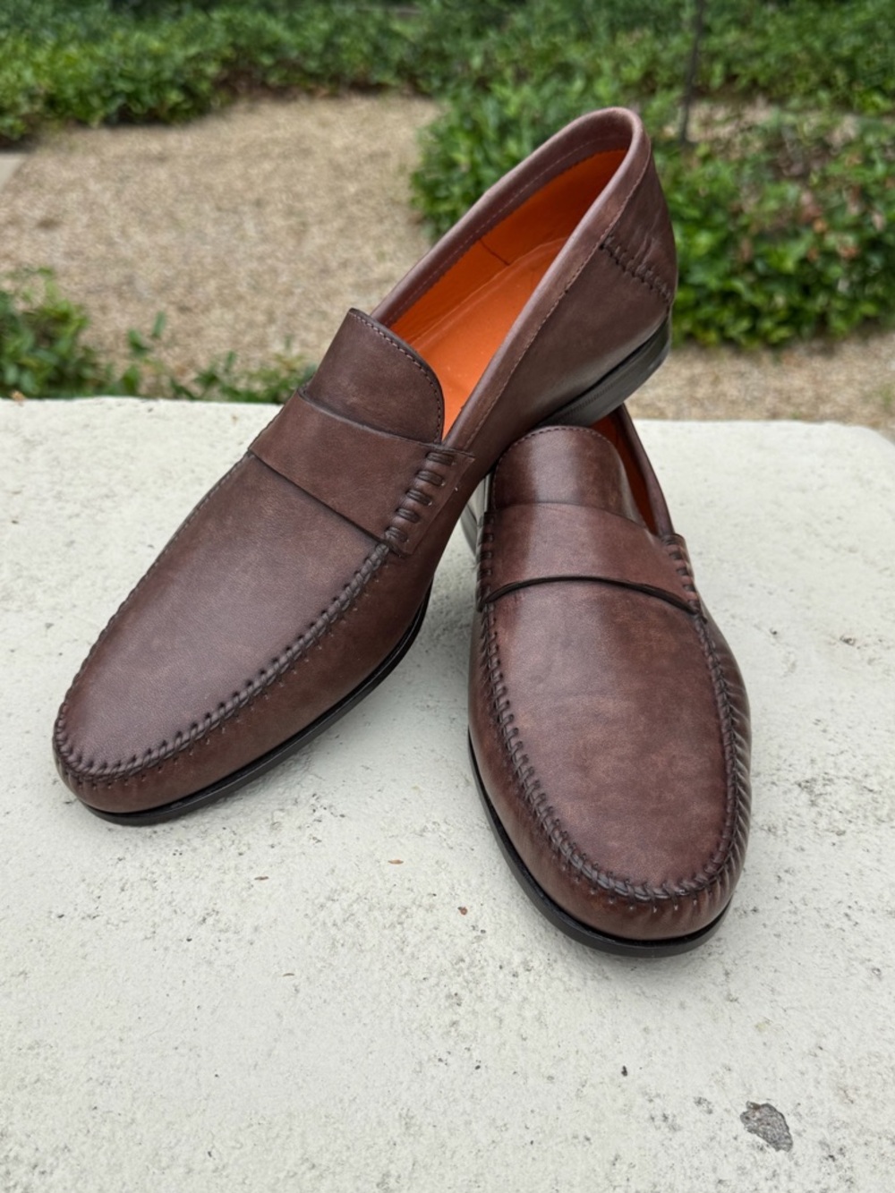 Santoni "Paine" smooth mottled leather loafers - size 9D